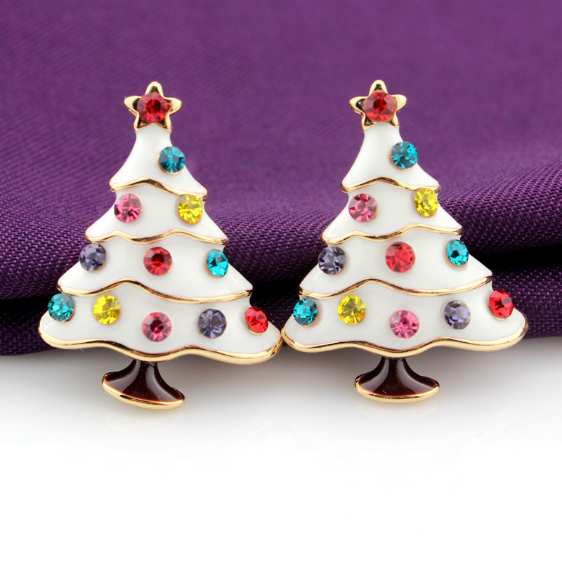Cross-border jewelry, diamond-encrusted jewelry, Christmas stud earrings, women's earrings, multi-color fashionable European and American stud earrings full figure