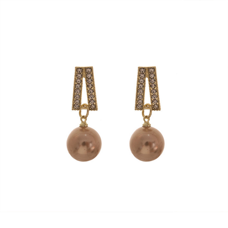 S925 Silver Needle Korean rose gold pearl earrings, elegant diamond-encrusted, simple, small and exquisite, popular earstud earrings for women Item Picture