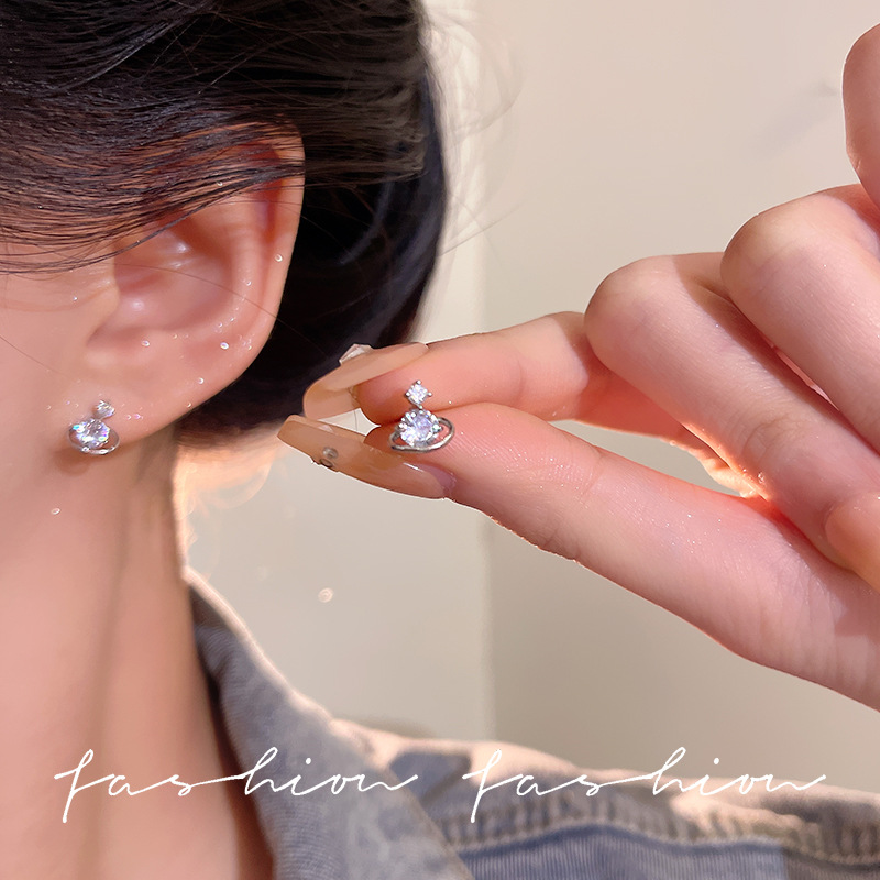 Asteroid Zircon Exquisite Stud Set for Women, new light luxury earrings from Japan and South Korea, high-end and versatile, unique earrings Specification drawing