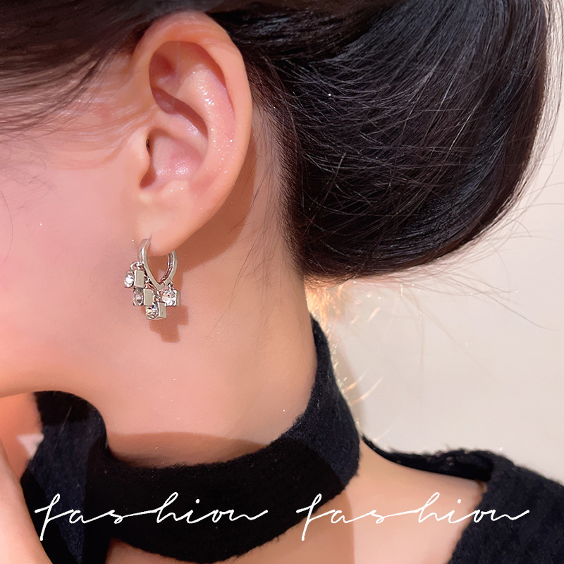 925 Silver Needle earrings for Women, with a light luxury and niche design sense, summer earrings, versatile and elegant tassel pendant ear buckle accessories Specification drawing