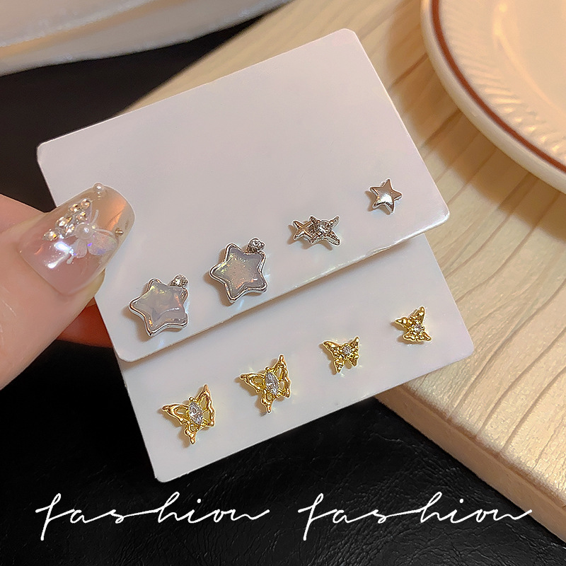 Star-shaped stud earrings for women, with a unique and distinctive design, simple and versatile, elegant and retro earring set, and small and delicate ear care accessories details Picture