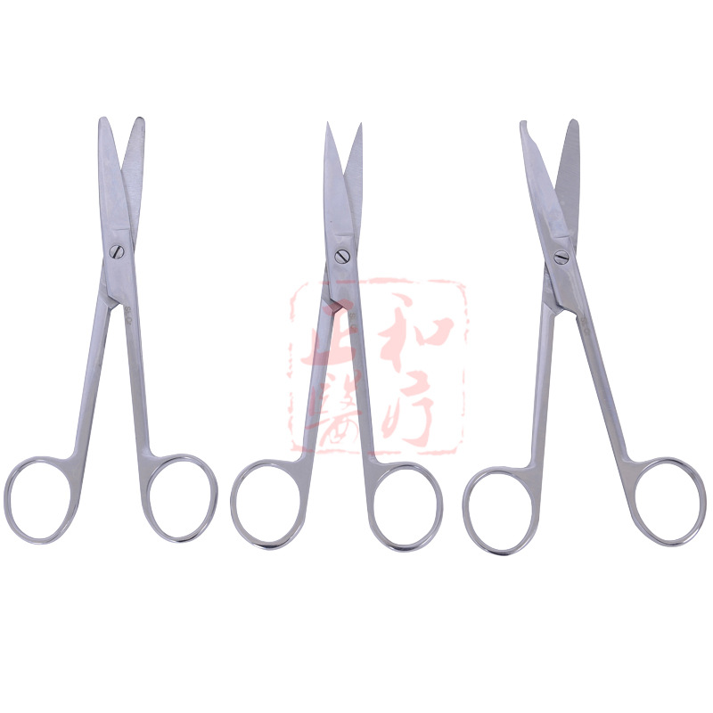 Medical 304 stainless steel scissors, surgical straight head, curved mouth, pointed round head surgical scissors, ophthalmic suture removal scissors, starting from one full figure