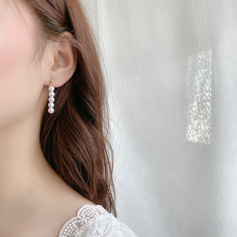 Dongdaemun, South Korea, super fairy-like earrings, women's forest-style charm, internet-famous style stud earrings, pearl tassel earrings for women Application Scenario