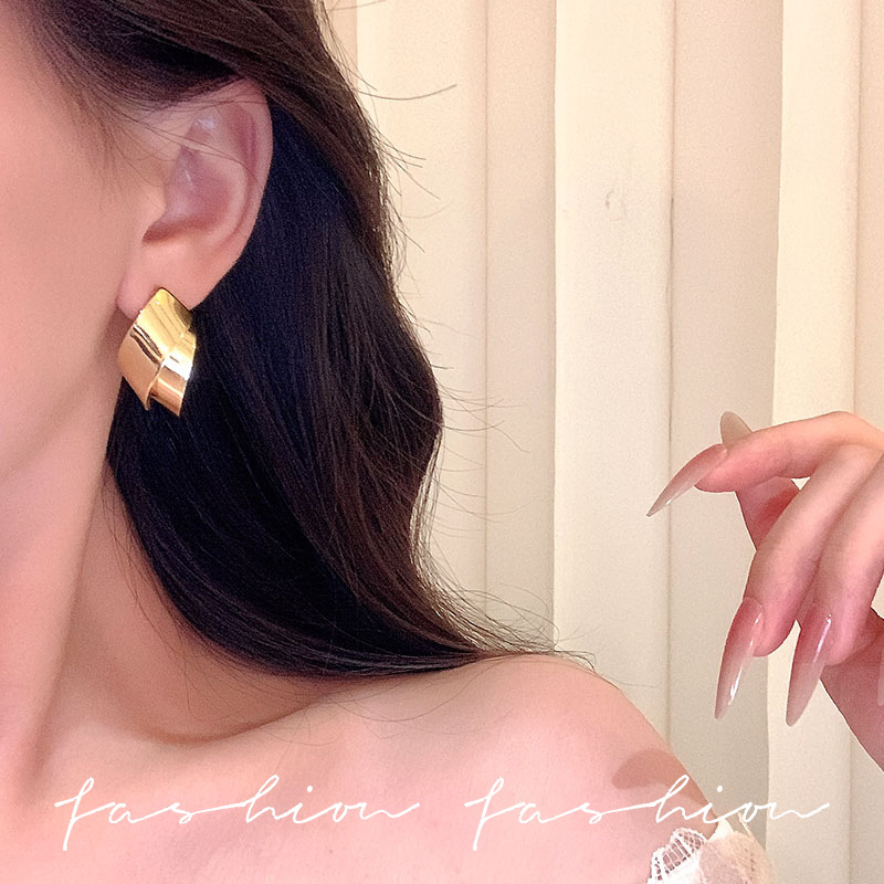 Unique geometric twisted metal piece earrings in the cold style of European and American Instagram, a 2025 bestseller, high-end stud earrings for women Application Scenario