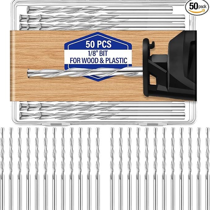 50 1/8-inch drill bits for wood and plastic guide point cutting drill diameters of wood milling helical saws full figure
