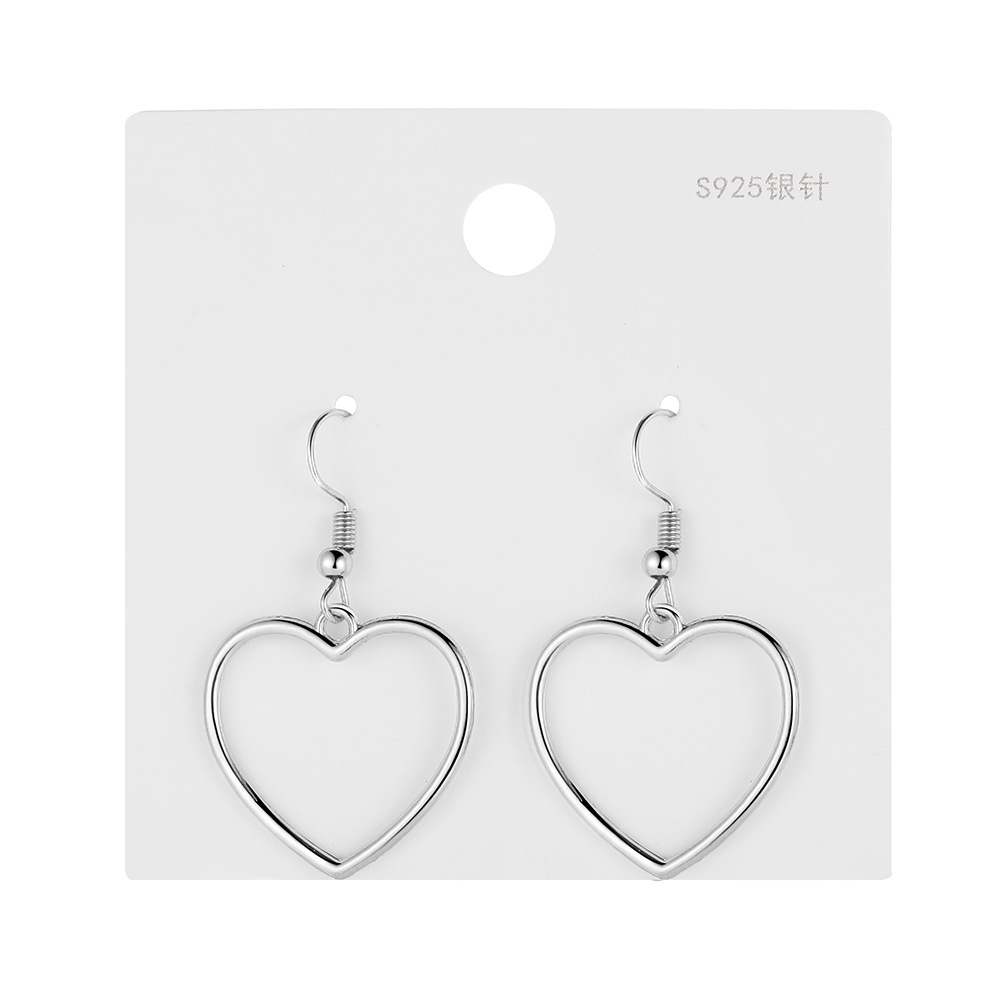 New cross-border simple heart-shaped earrings, European and American ins earrings, high-end niche hollowed-out geometric sweet heart-shaped earrings Item Picture