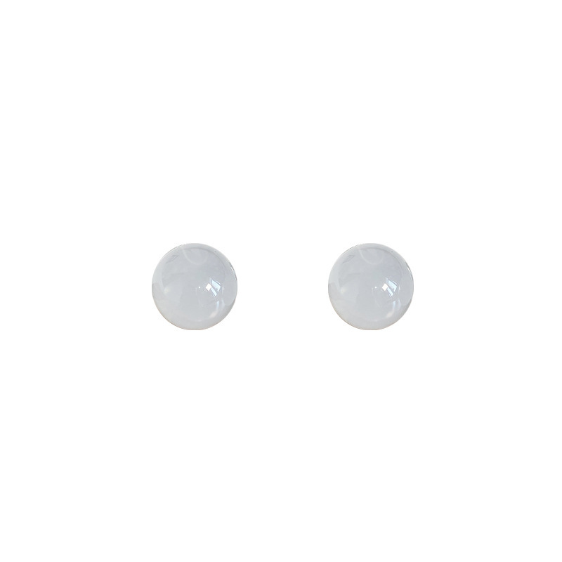 Jelly-colored acrylic round bead Chinese-style stud earrings for women, sweet, small and high-end summer earrings, simple and elegant earrings Item Picture