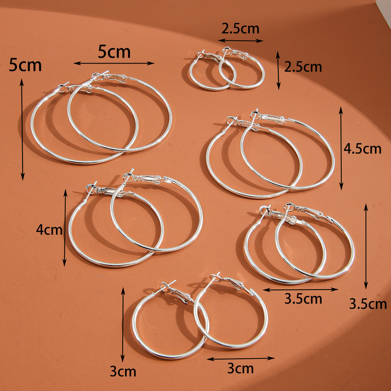 European and American cross-border best-selling rock exaggerated personality earring set 6-piece earring set details Picture