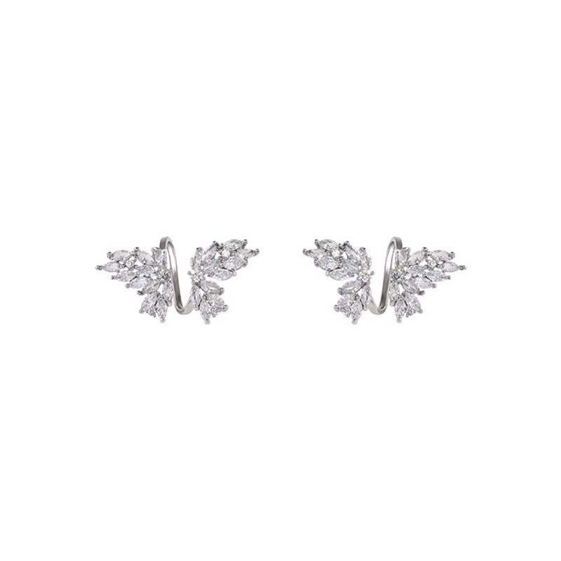 Super sparkling micro-inlaid butterfly zircon stud earrings, women's light luxury and high-end fashion earrings, niche design, unique and elegant earrings Item Picture