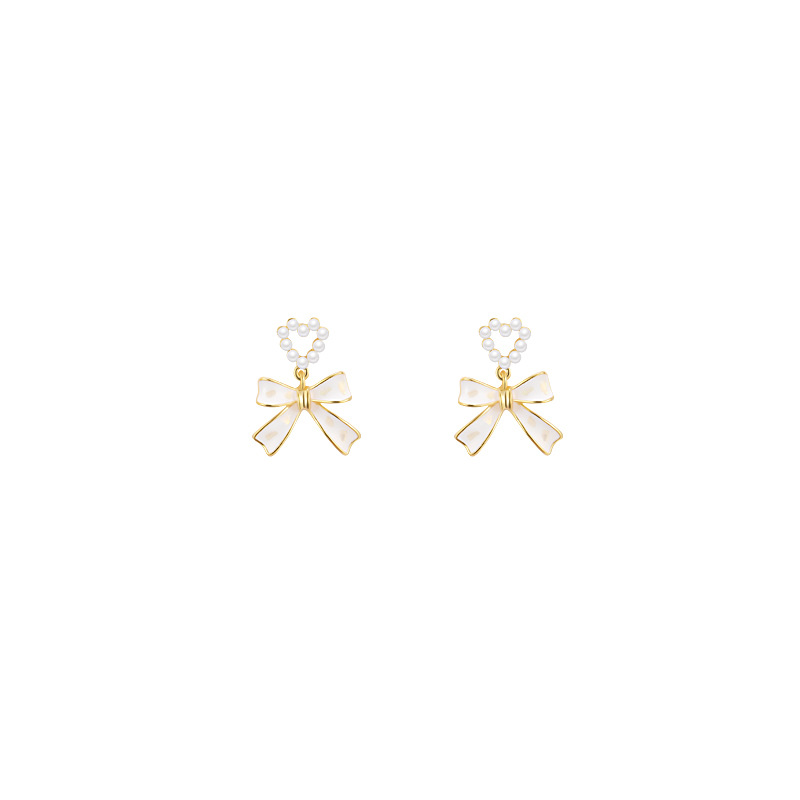 s925 Silver Needle pearl Bow Earrings, a niche design for women, are sweet, fashionable and elegant. They are high-end earrings with a sense of sophistication Item Picture