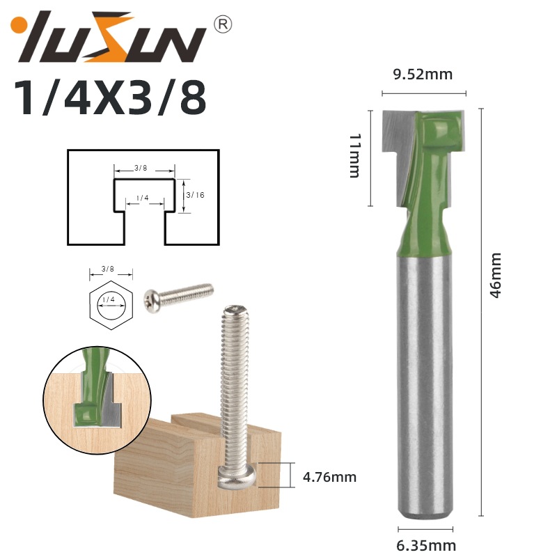 Yusheng keyhole knife green 6-piece set woodworking milling cutter, double-edge T-shaped slot knife, keyhole, photo frame hanging hole, and milling cutter undefined