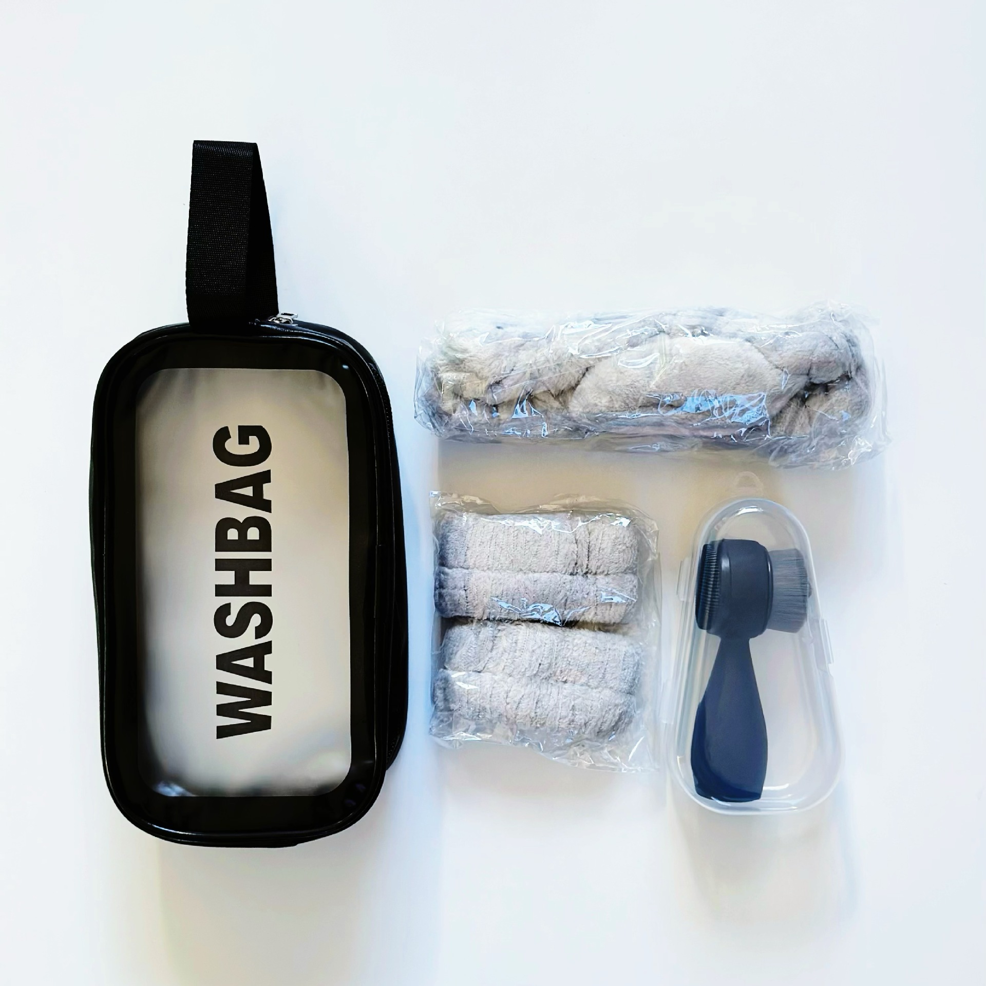 旅行套装束发带洁面刷发带手腕带套装PU化妆包出行便携洗脸辅助器化妆工具厂家直销跨境热卖化妆品美妆工具