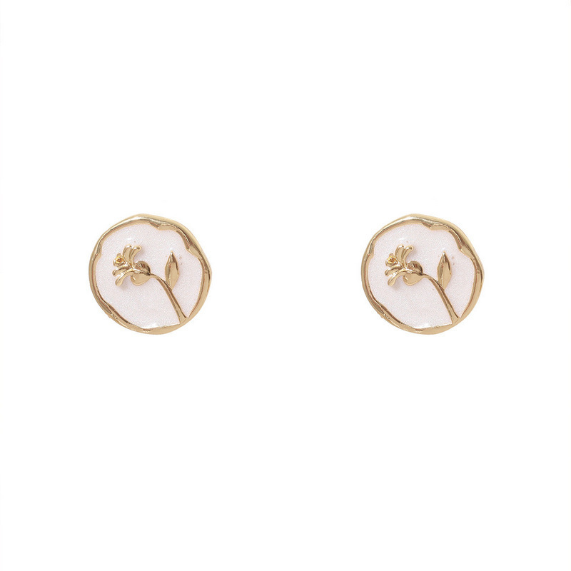 S925 Silver Needle Korean Design Sense Light Luxury rose new trendy stud earrings, women's earrings, high-end light luxury style ears Item Picture