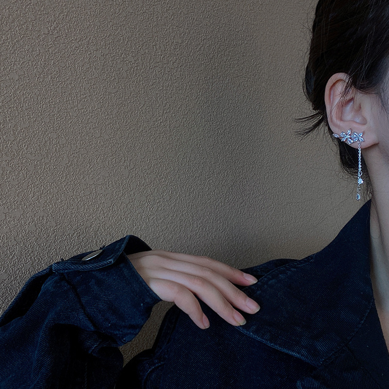 S925 Silver Needle High-end fringed zircon earrings for women, Korean super fairy-like flower earrings, design sense, internet-famous earrings Application Scenario