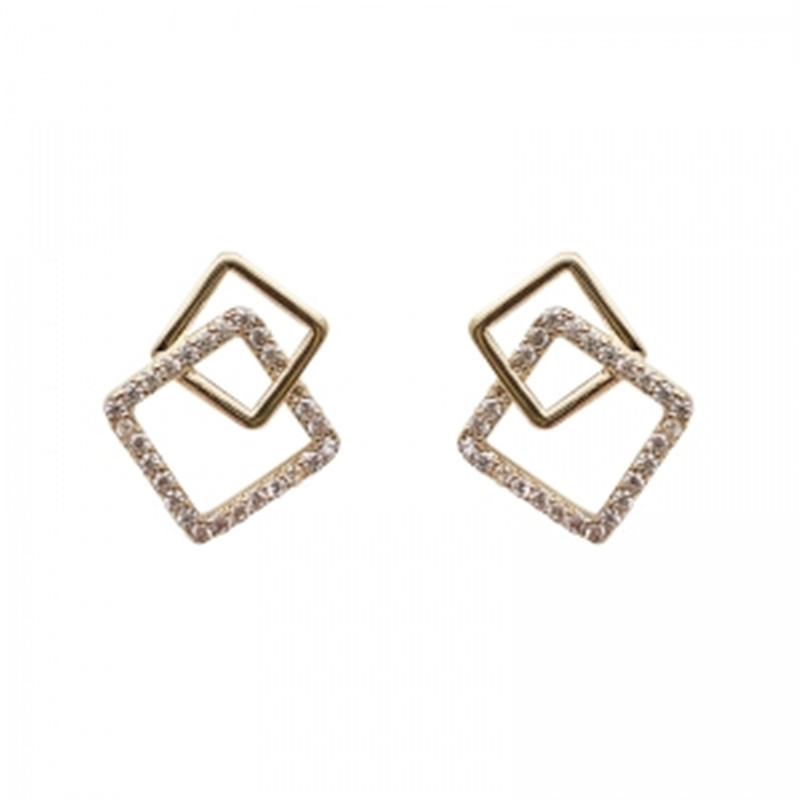 S925 Silver needle square bright diamond, simple and cold style, small and exquisite geometric earrings, ins style ear studs, Korean for women Item Picture