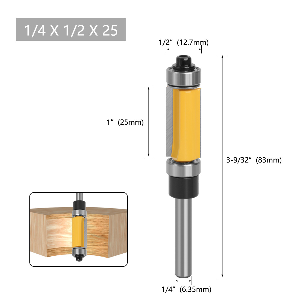 1/4 high-end profiling trimming knife, woodworking engraving and milling knife, profiling grooving knife, double-axis trimming knife undefined