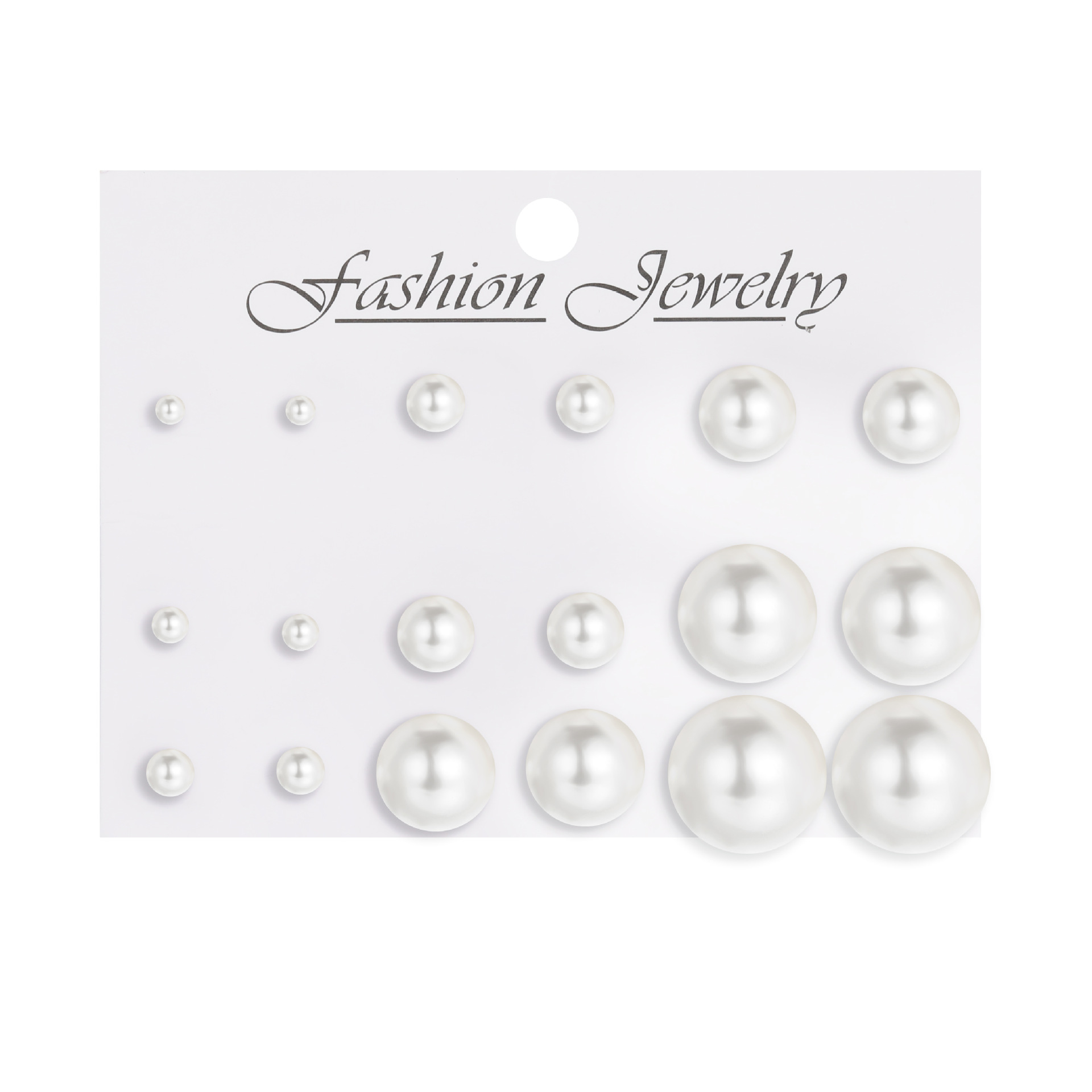 New cross-border simple and classic small and medium-sized imitation pearl stud earrings, 12 pairs in a row, fever French retro stud earrings full figure