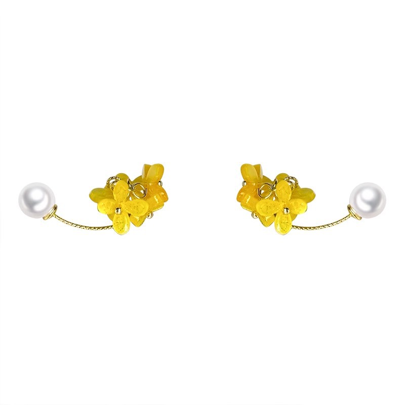 Super Fairy Osmanthus tassel pearl earrings for women, 2025 New style bestseller, high-end stud earrings, versatile spring atmosphere earrings Item Picture