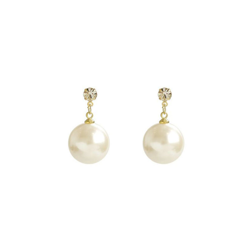 S925 Silver needle sweet pearl stud earrings, Korean style zircon earrings, French retro and elegant short earrings Item Picture