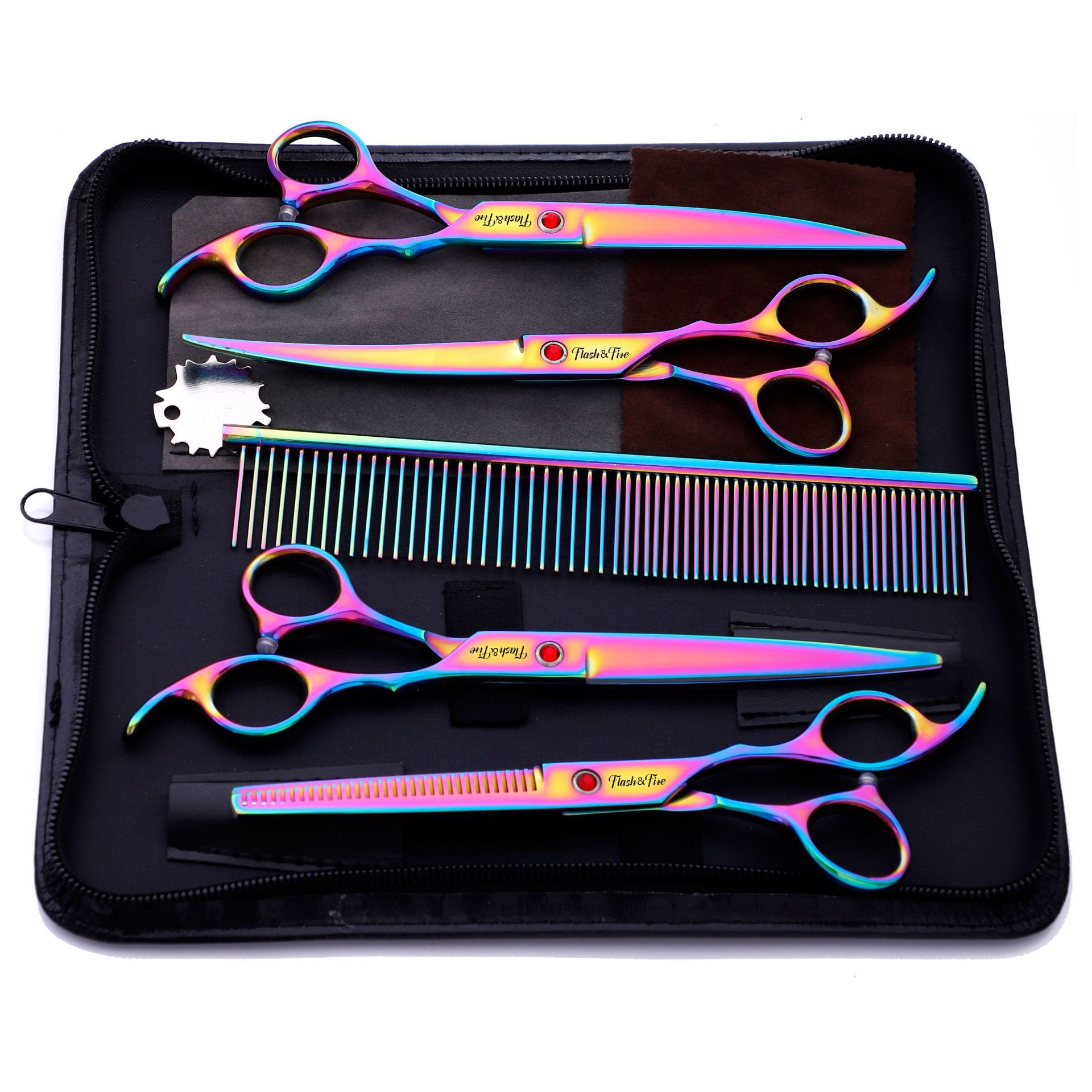 High-quality pet scissors, beauty tool sets, decoration hair clippers, 7-inch straight scissors, curved and upturned scissors, dog and teddy hair clippers from the Internet Item Picture