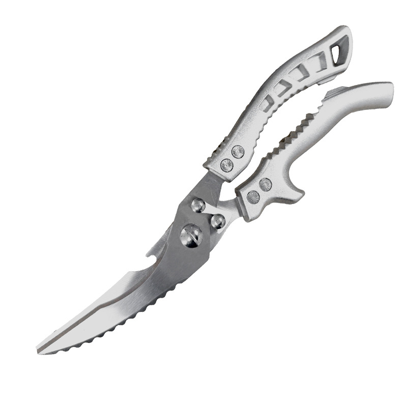 Stainless steel multi-functional powerful chicken bone scissors, sharp household food scissors for removing chicken and fish bones, aluminum handle kitchen scissors Item Picture
