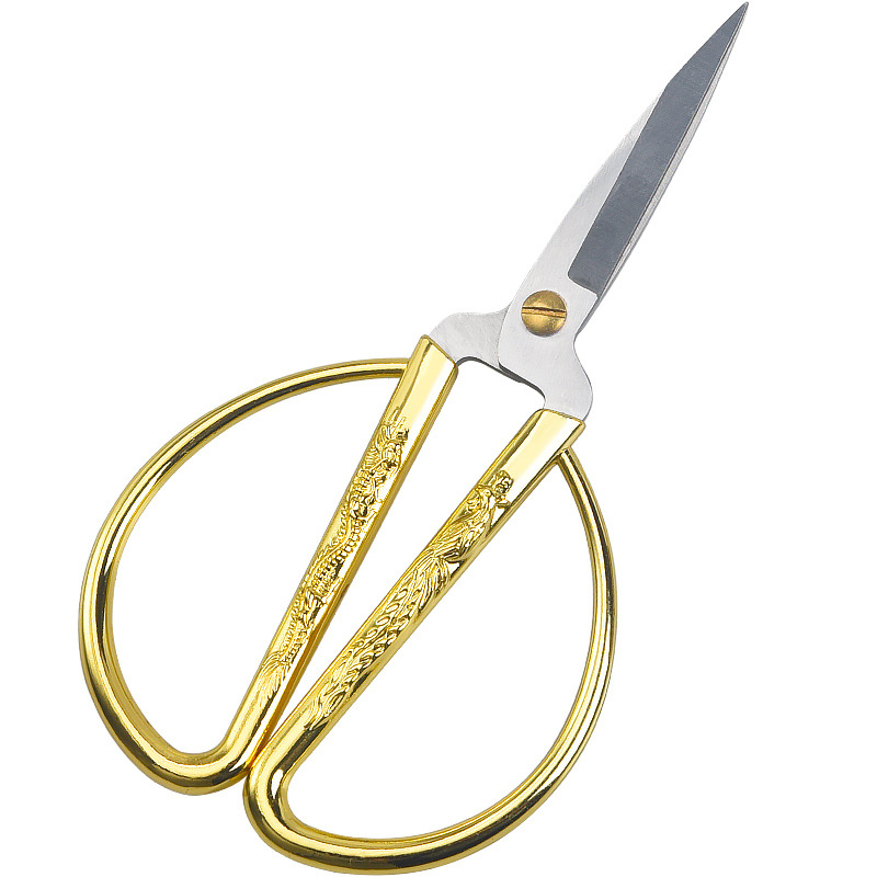 In-stock stainless steel dragon and phoenix scissors, multi-functional opening ribbon-cutting scissors, wedding gold scissors, household alloy dragon and phoenix scissors Application Scenario