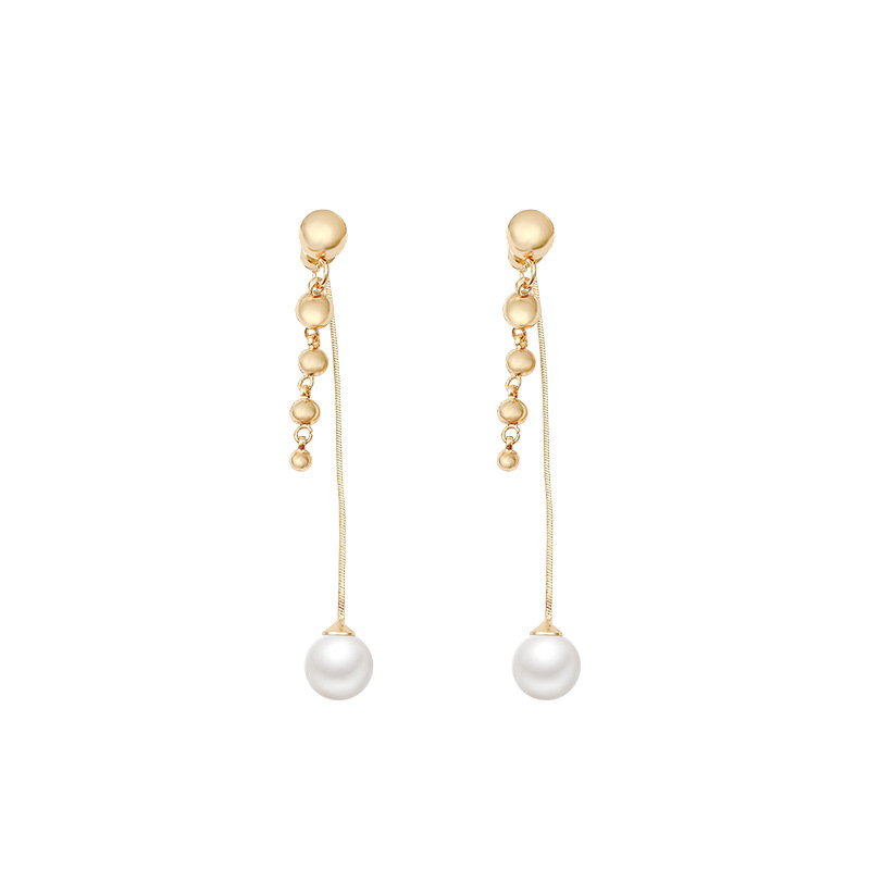 Pearl tassel earrings, elegant and atmospheric, long pendant for women, one pair, exquisite stud earrings, light luxury earrings and earrings Item Picture