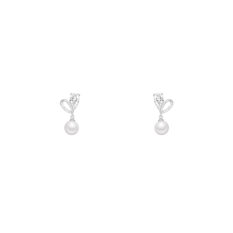 Cat's eye zircon heart-shaped stud earrings for women, with a unique, individualistic, simple and versatile design, elegant and fashionable earrings and earrings Item Picture