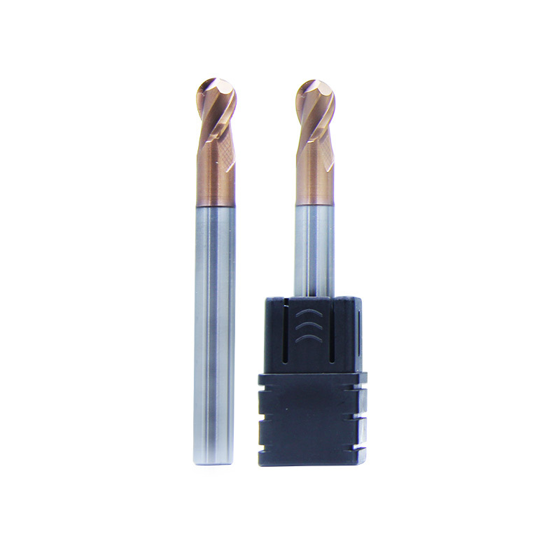 The flat milling cutter factory offers a complete range of 65-degree 4-edge tungsten steel specifications with a bronze-coated hard alloy for CNC steel molds Item Picture