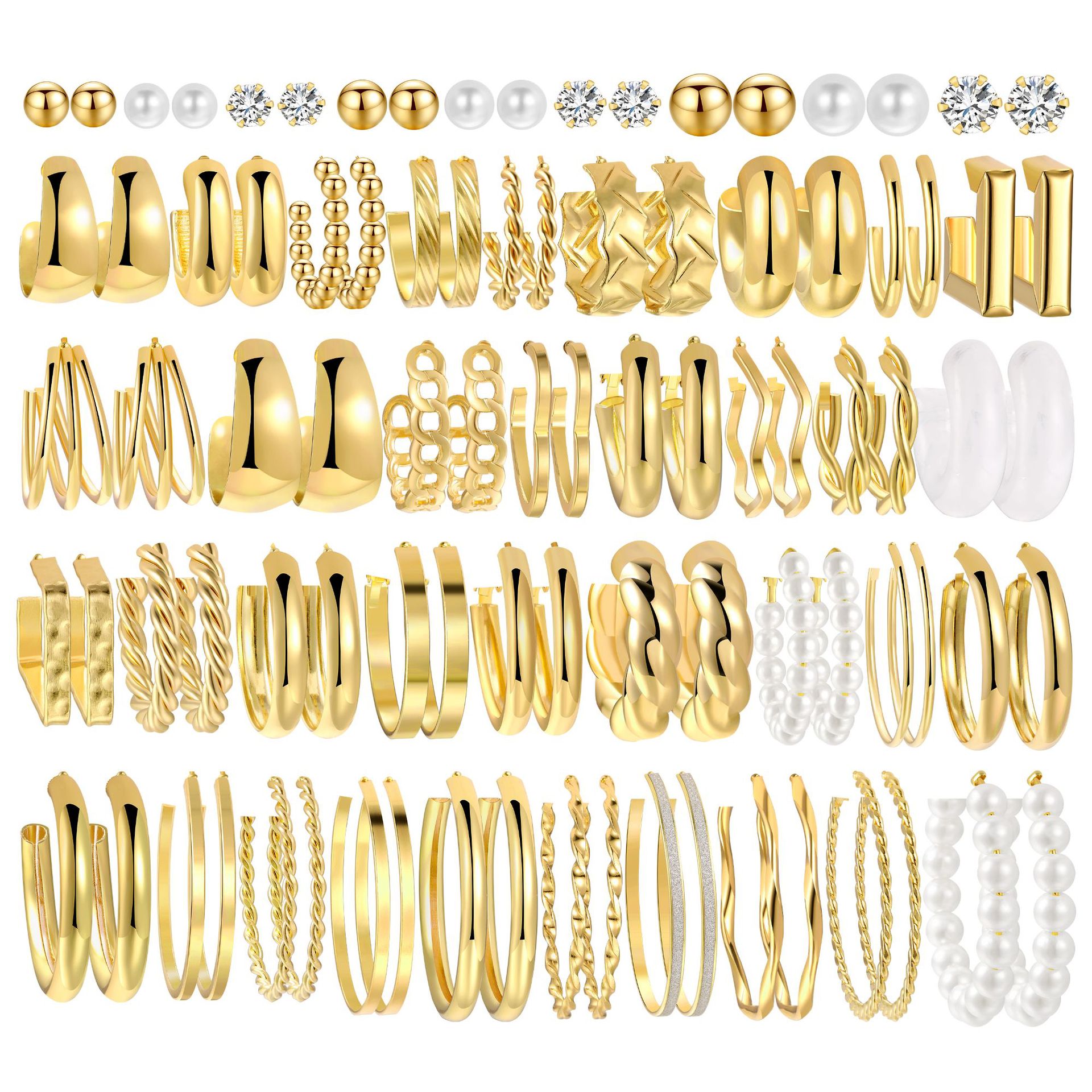 A 45-piece Amazon C-shaped twisted metal earring set, a popular cross-border bestseller for simple and light luxury women from Europe and America full figure