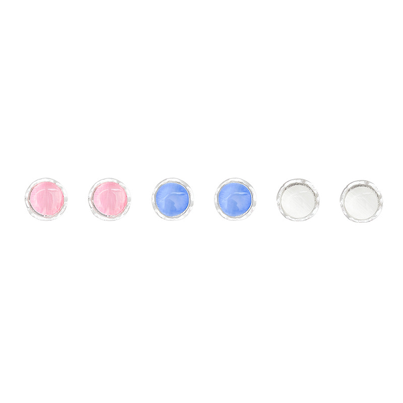 Pink small cat's eye stone ear stud earrings for women, no need to remove ear bone stud earrings for sleeping, light luxury and high-end ear piercing earrings Item Picture