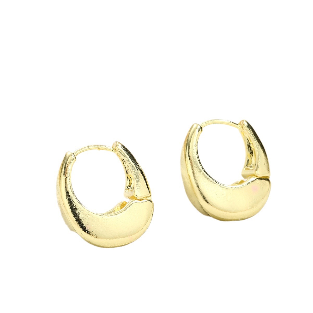 Cross-border creative cold style oval plain ring earrings, women's light luxury high-end earrings, simple and fashionable elegant ear rings Item Picture