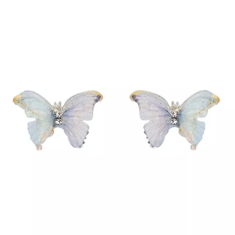 Colorful butterfly double-layer stud earrings for women, super fairy, fashionable and high-end style, new 2024 unique and niche earrings Item Picture