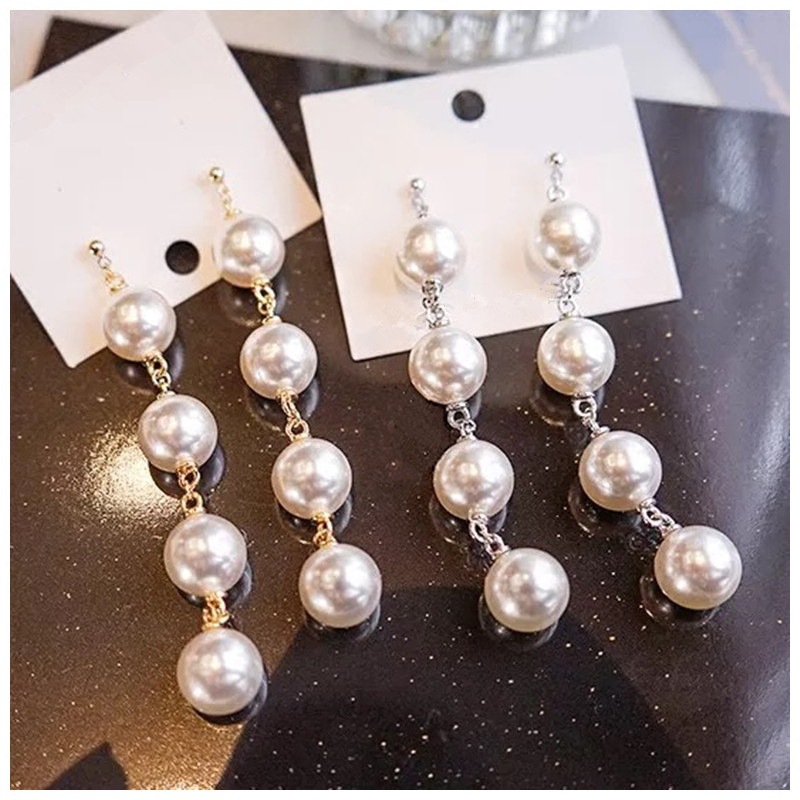 Korean-style simple and elegant pearl long tassel earrings, new elegant and versatile earrings for women, student earrings, stud earrings full figure