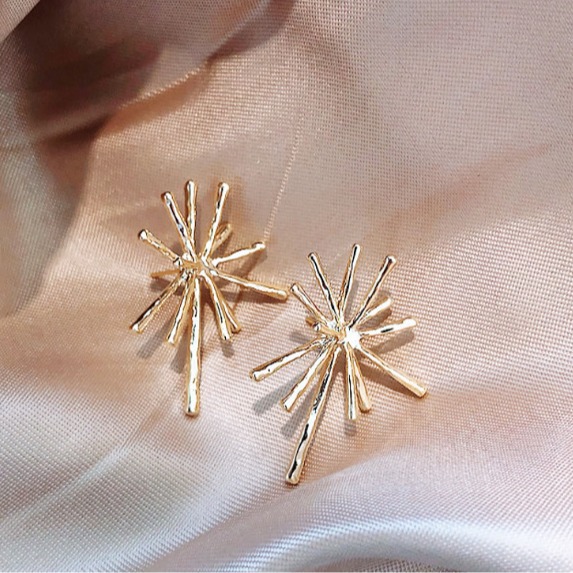 925 Silver Needle Sunflower European and American personalized fashion earrings, trendy and elegant women's earrings, new retro stud earrings Specification drawing