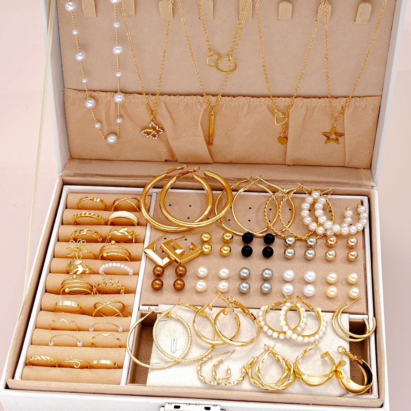 New cross-border TUME bestseller European and American SHEIN Popular pearl alloy jewelry Set (without box) Specification drawing
