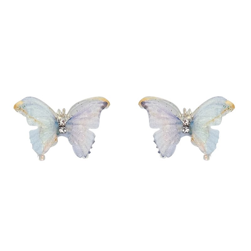 2025 New color butterfly silver needle stud earrings for women's spring, light luxury and high-end blue earrings, niche design earrings Item Picture