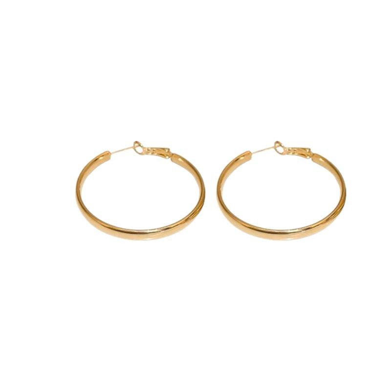 French metal cold style plain ring earrings, women's niche light luxury fashion stud earrings, high-end exaggerated and versatile earrings Item Picture