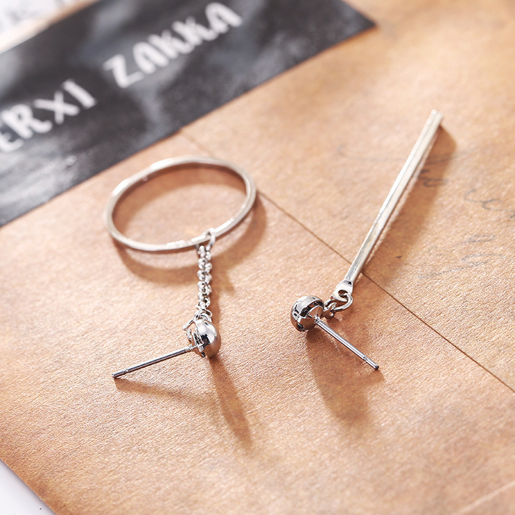 Korean geometric element star hollowed-out design AB style earrings, stud earrings, ear clips, fake stud earrings, long style Specification drawing