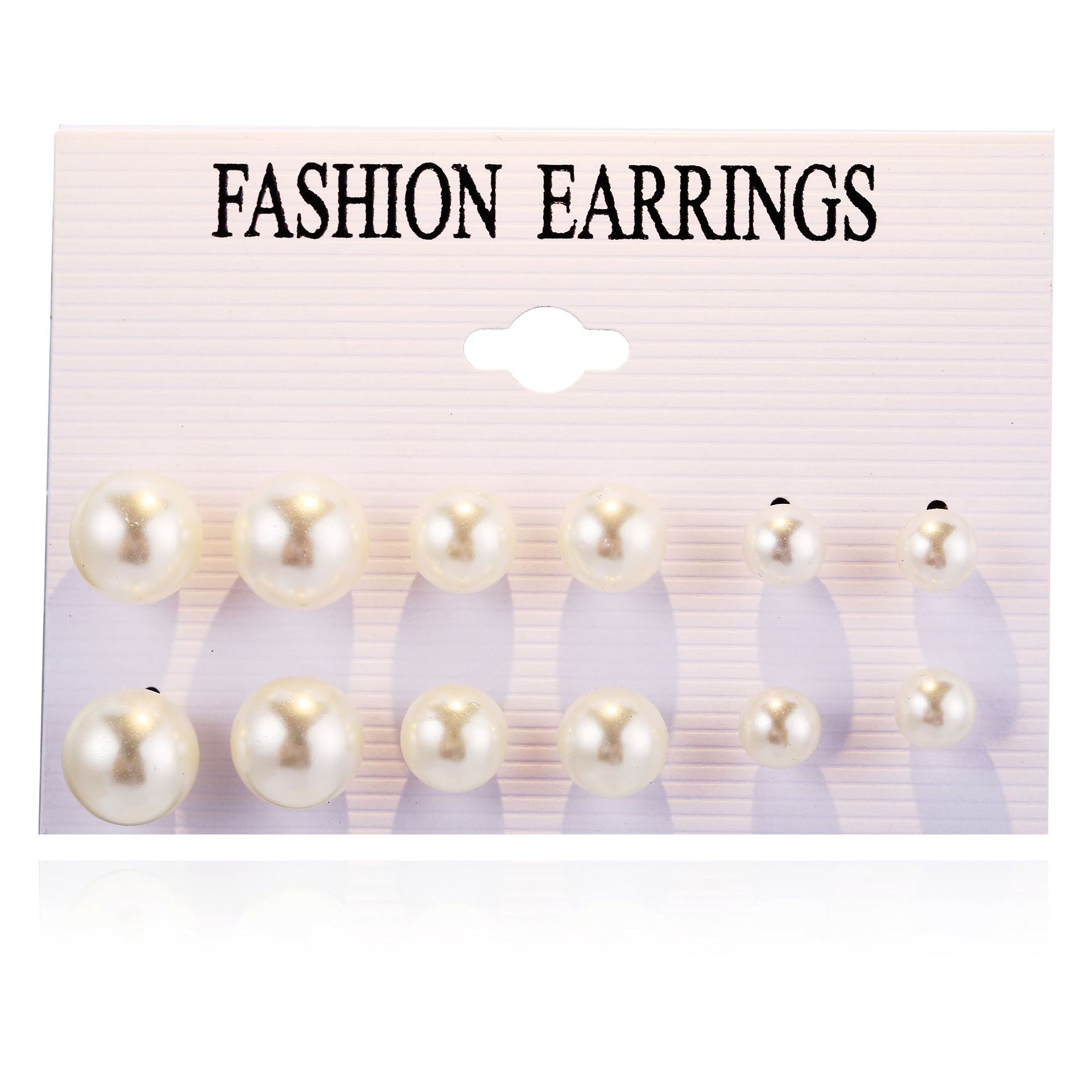 A new 6-pair set of cross-border artificial pearl stud earrings from Europe and America, featuring a creative, retro, simple and Baroque style for women details Picture