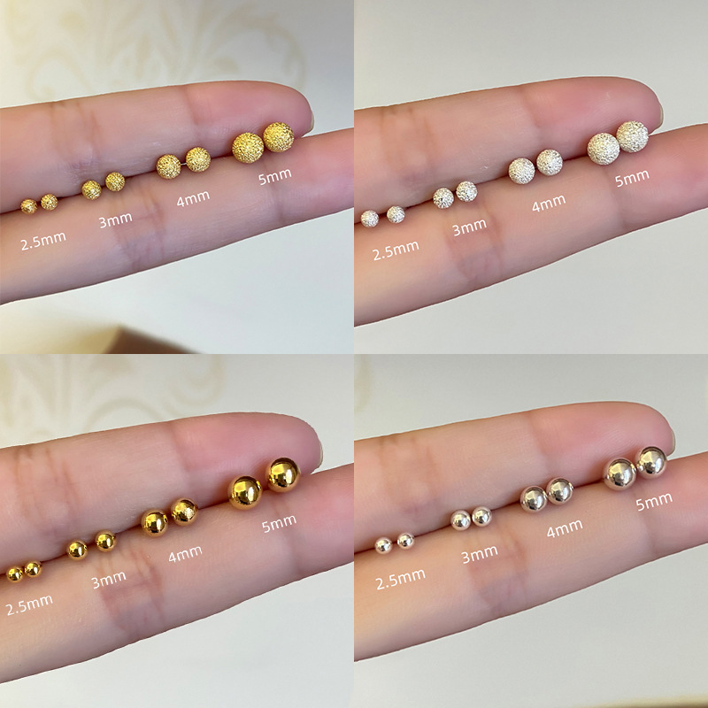 925 Silver Needle Round Bead Ear studs, a new bestseller for women in 2025, with a high-end feel for nourishing ears and ear bone studs, a popular ear accessory Specification drawing