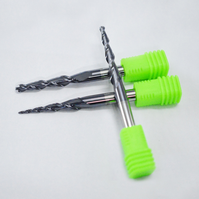 55-degree coated taper ball end mill, tungsten steel alloy inclined cutter, extended relief CNC engraving machine end mill Specification drawing
