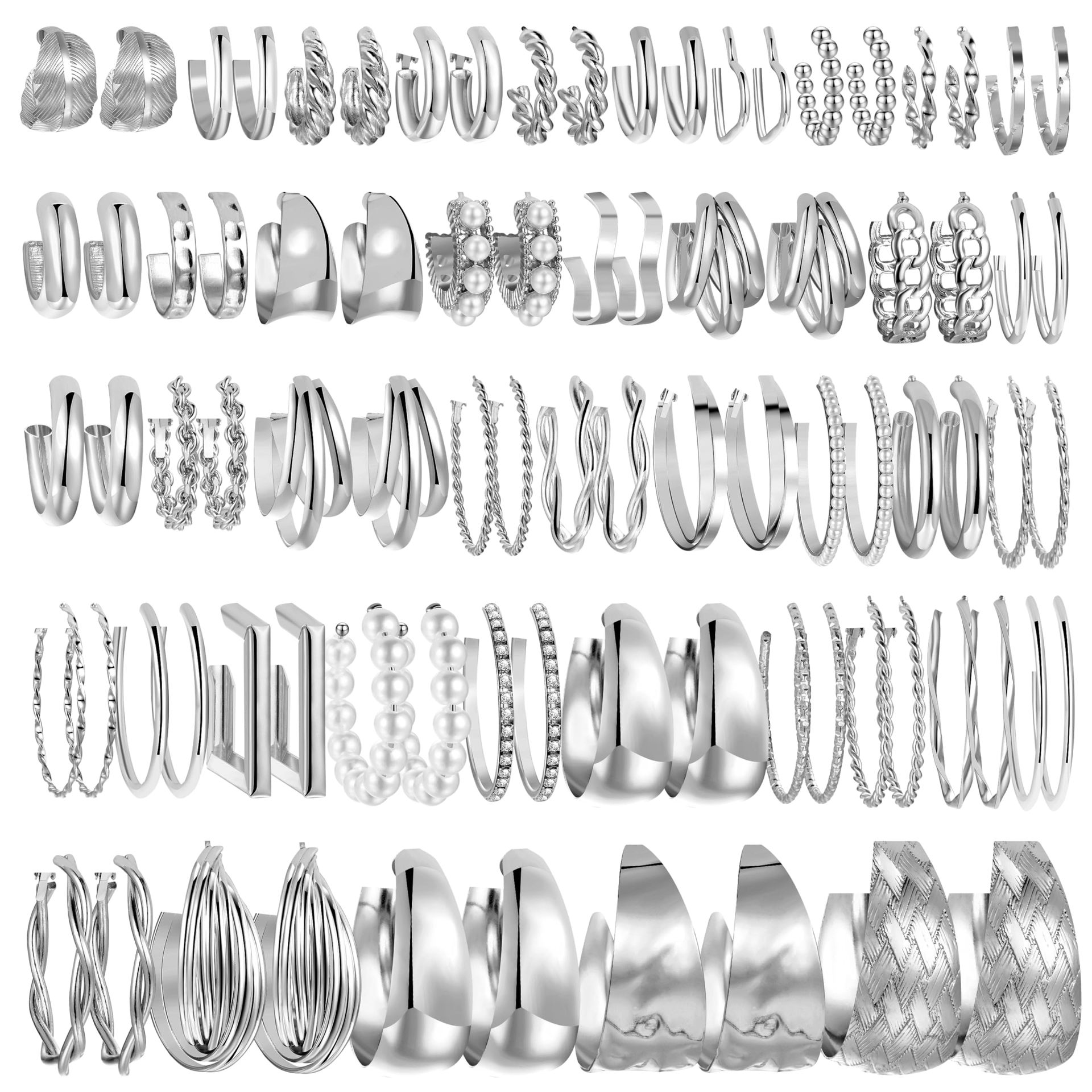 A 42-piece set of retro geometric imitation pearl earrings for cross-border sales from Europe and America, featuring a fashionable and high-end look for women Item Picture