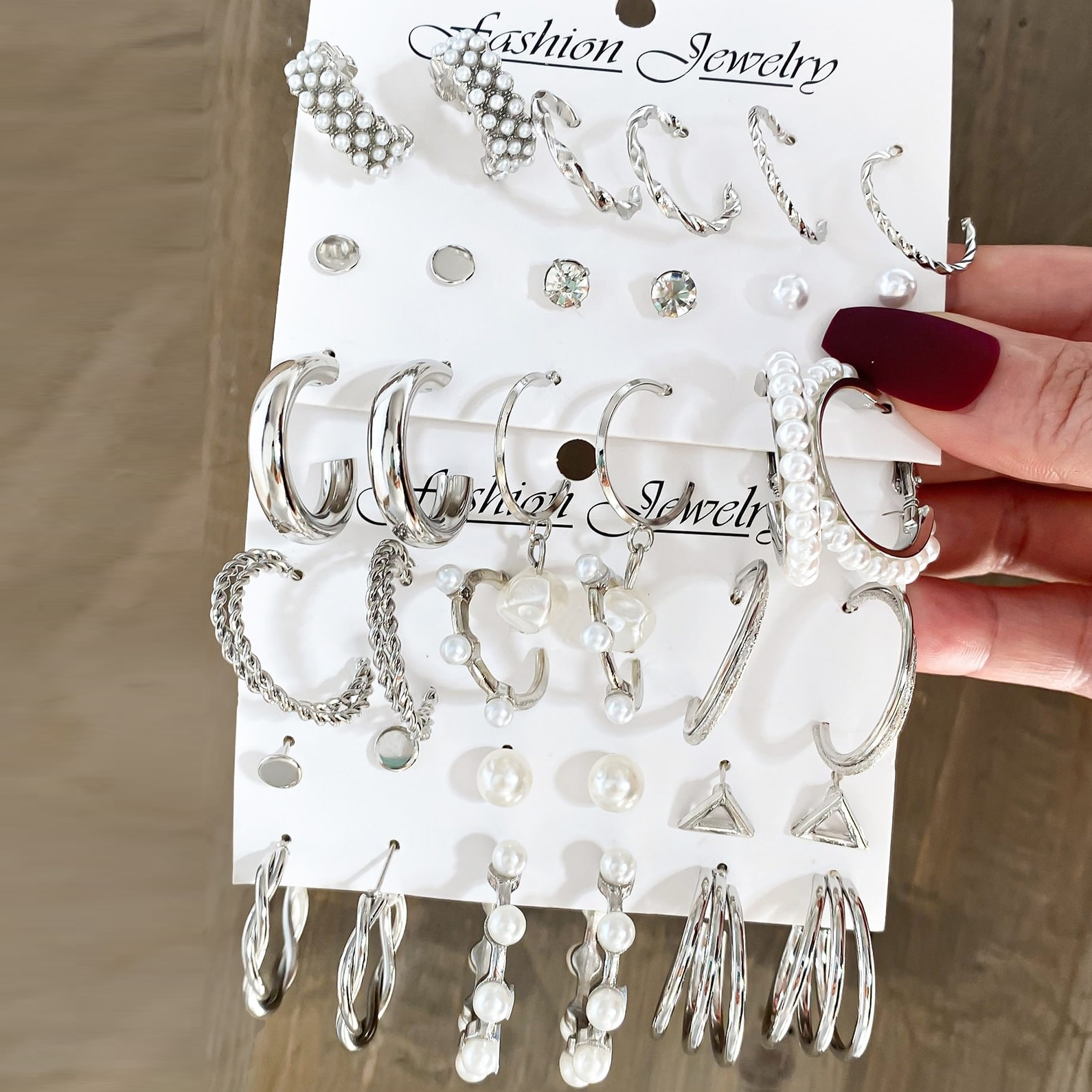 Youdaoplaceholder0 set C-shaped earring card-mounted creative earring set combination for cross-border bestsellers in Europe and America, ins high-end full figure