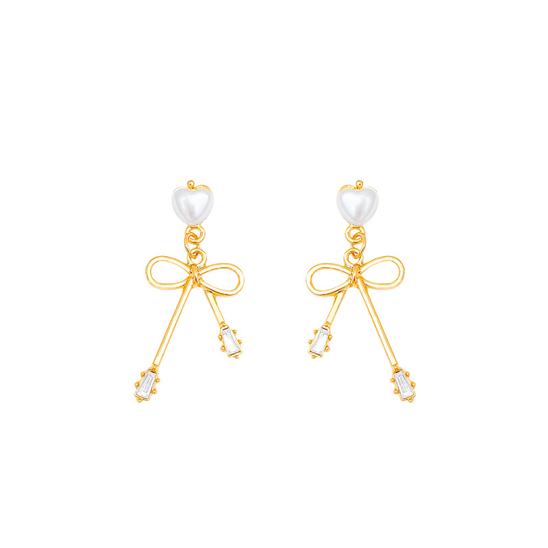 s925 silver needle elegant pearl earrings, sweet bow for women, internet-famous stud earrings, light luxury style, versatile ear pendant accessories Item Picture