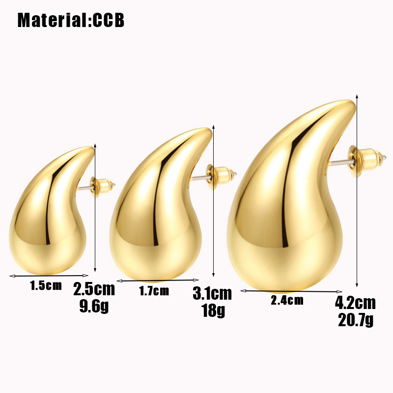 Amazon's best-selling oversized teardrop earrings for women, CCB gold-plated ring-shaped teardrop stud earrings, European and American fashion earrings details Picture