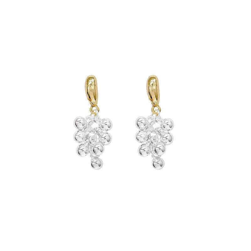 French cold and elegant grape string pearl earrings, women's light luxury and high-end temperament, tassel earrings, gentle and high appearance level earrings Item Picture
