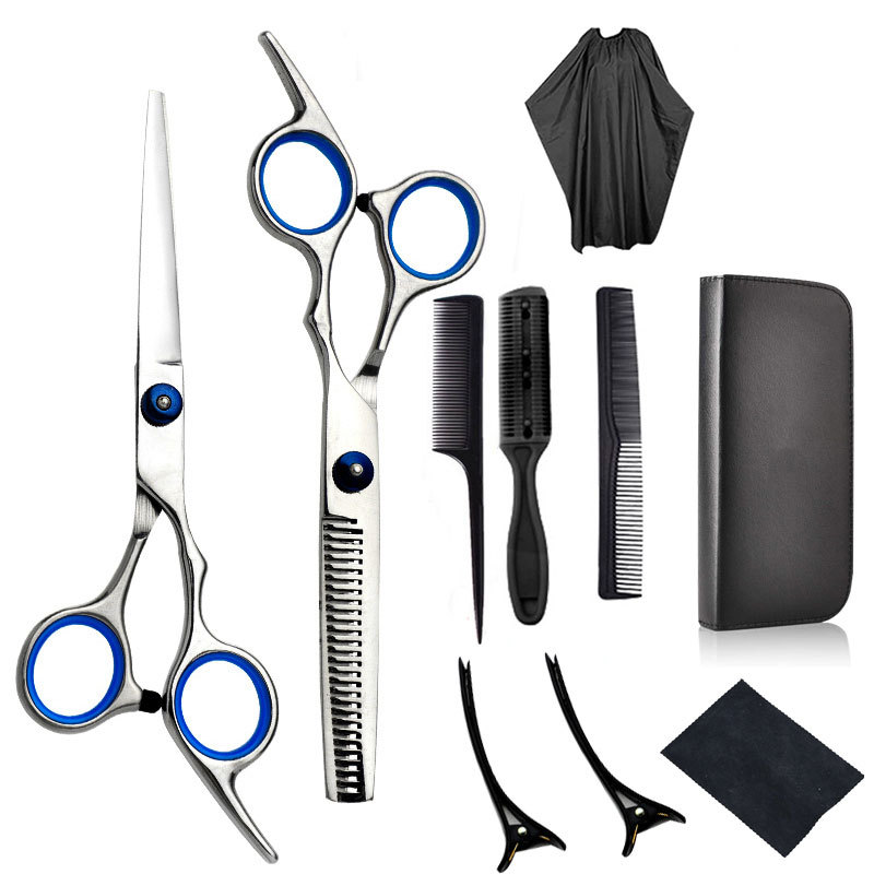 Wholesale 11-piece set of hairdressing scissors, including straightening scissors, thinning scissors, hair scissors, and hairdressing scissors Specification drawing