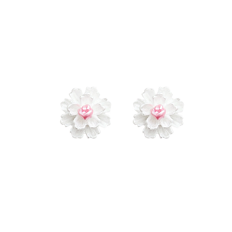 Blue Camellia 925 silver Needle elegant stud earrings, small, sweet and exquisite, new Chinese-style retro earrings for girls Item Picture