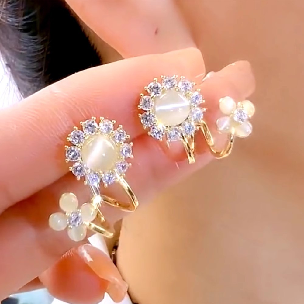 Light luxury, fashionable and high-end flower earrings, unique and stylish, Douyin bestseller, elegant ear studs, geometric ear clips and accessories Application Scenario